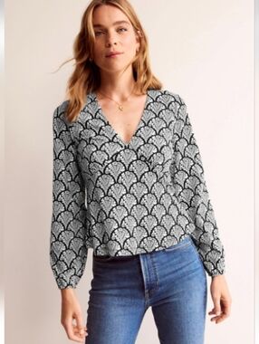 Boden V Neck Peplum Top